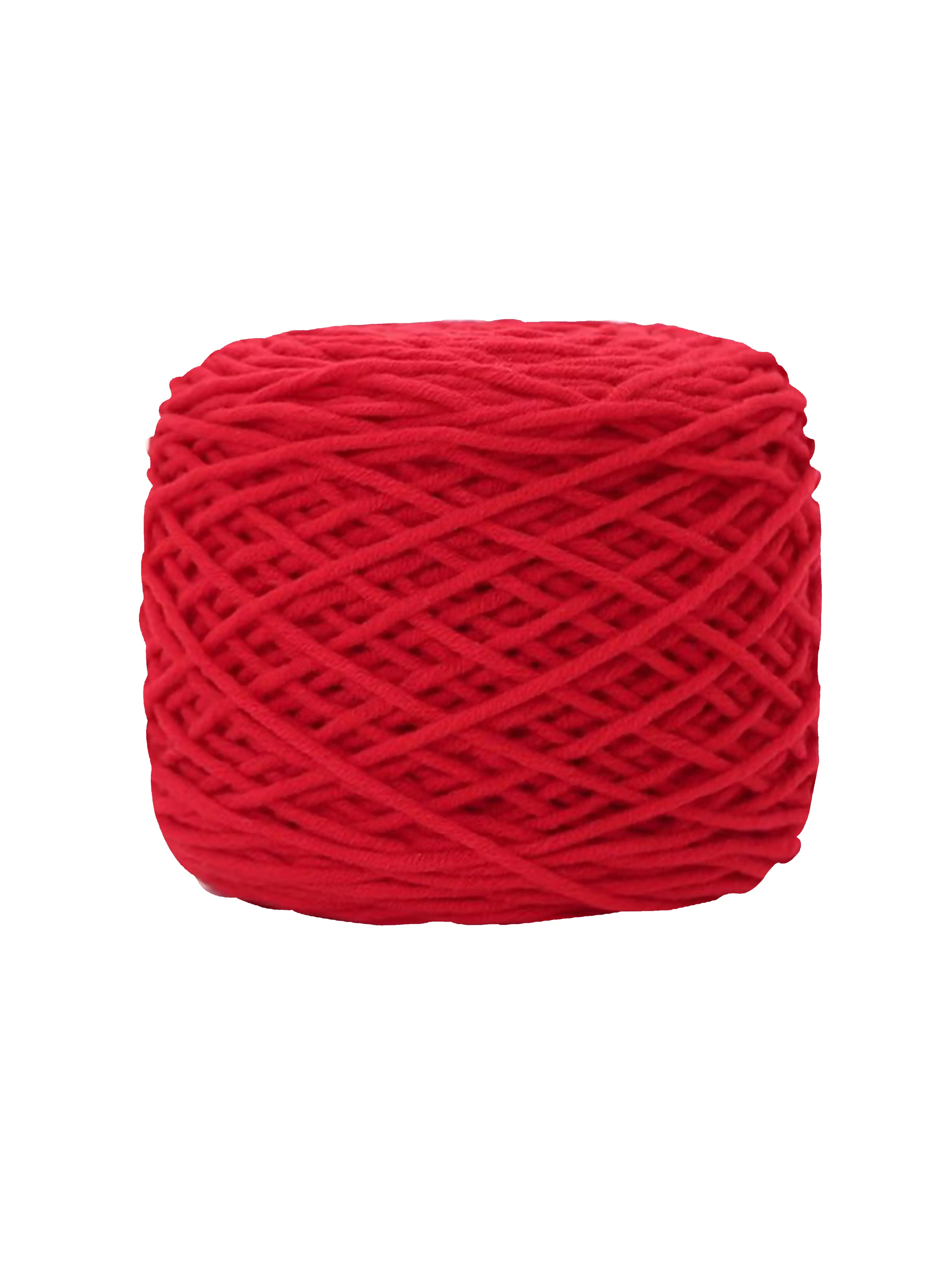 Close-up of red tufting yarn showing texture and true color tone