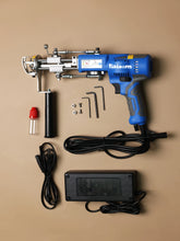 AK-V tufting gun with threader and cutter accessories, featuring LED light and digital display for professional rug making