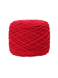 Close-up of red tufting yarn showing texture and true color tone