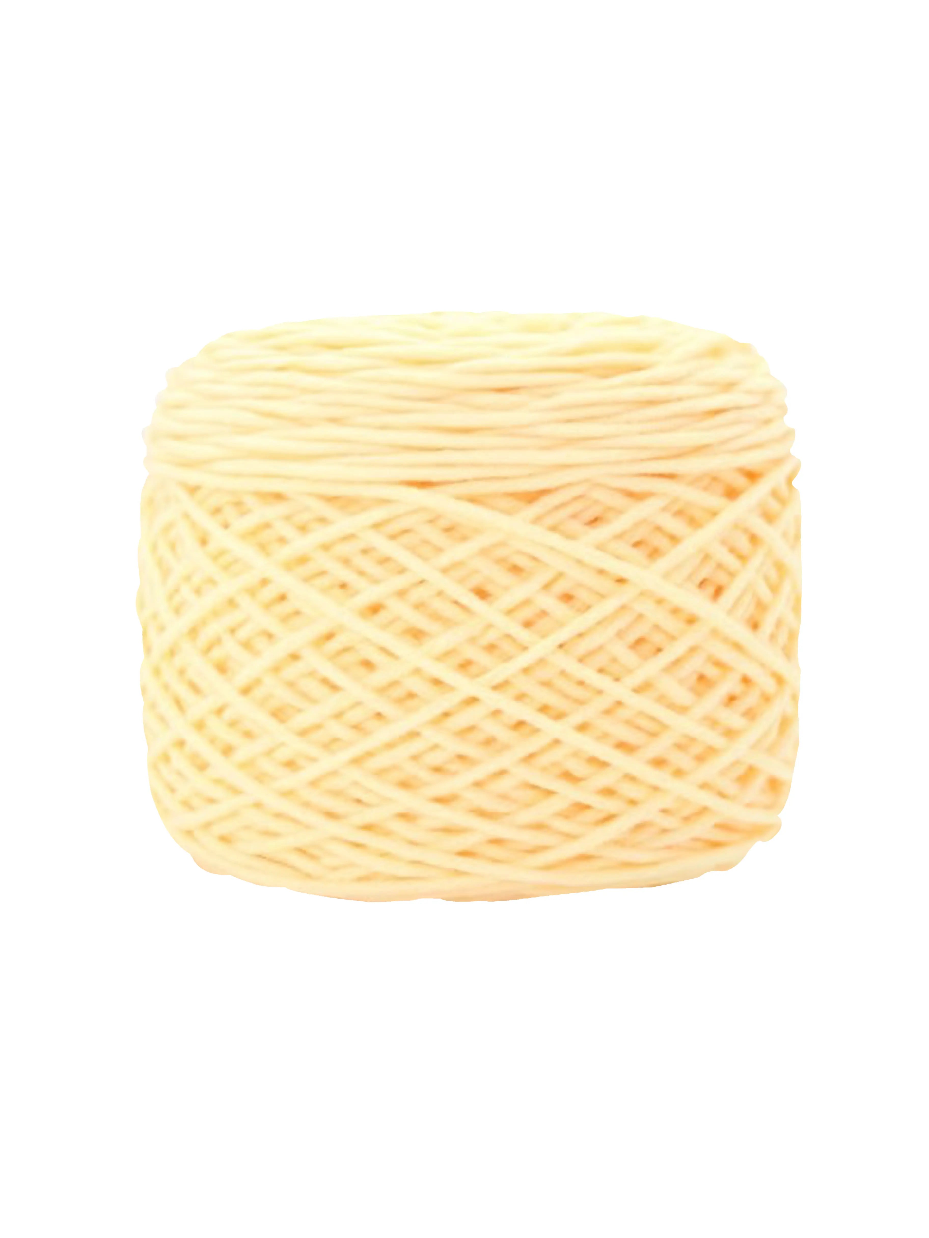 Soft mellow yellow tufting yarn with warm pastel color detail